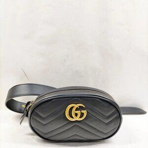 Authentic Gucci Waist Pouch Black Leather mn575-030426